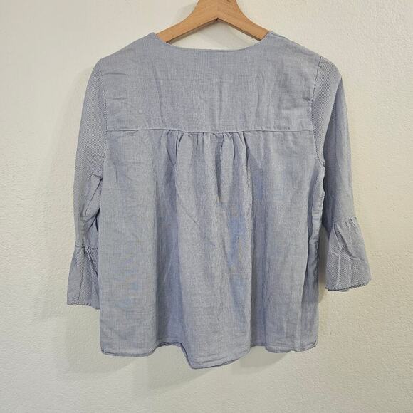 MADEWELL Veranda Bell Sleeve Striped Top Blue White Size XS - Picture 3 of 9